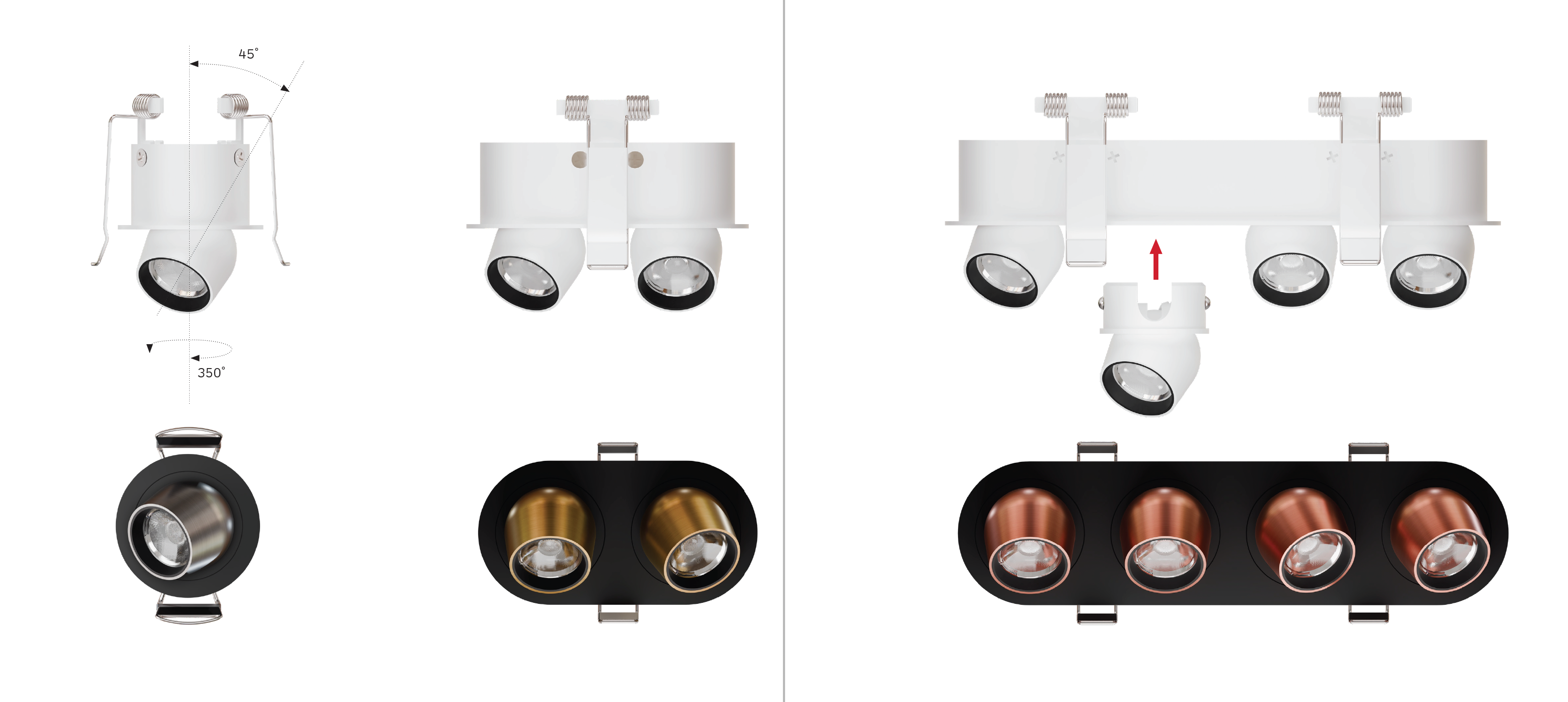 ORBI recessed downlight series with single, twin and multi-head configurations