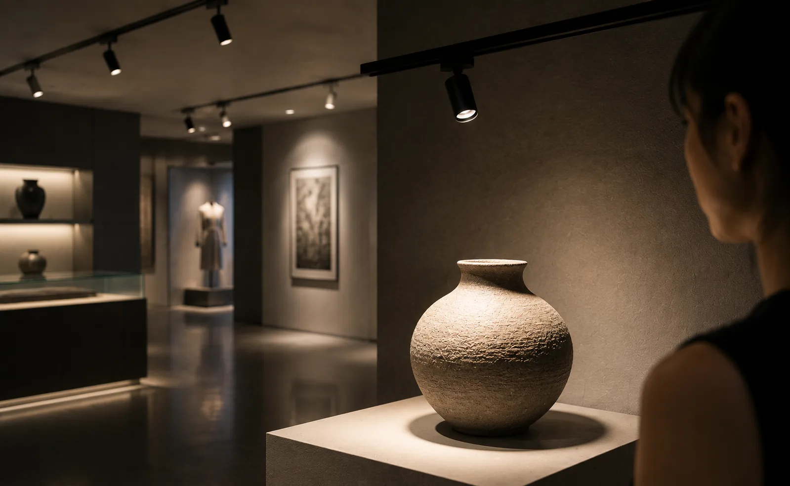 04 Luminance showing light reflected from a surface toward the observer in a museum style commercial lighting environment