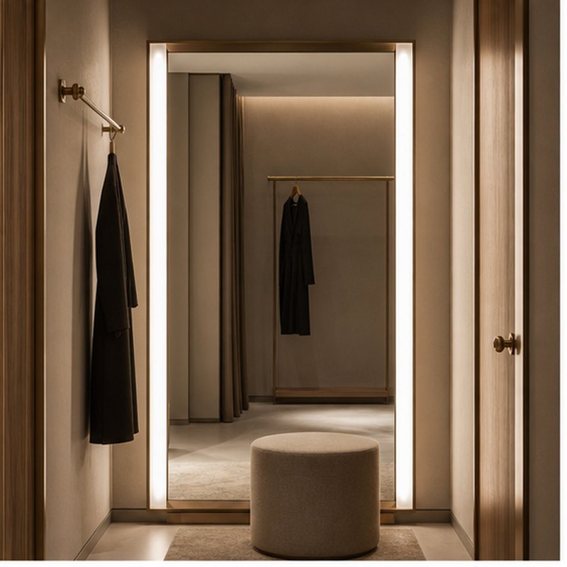 Vertical lighting for faces mirrors and service counters