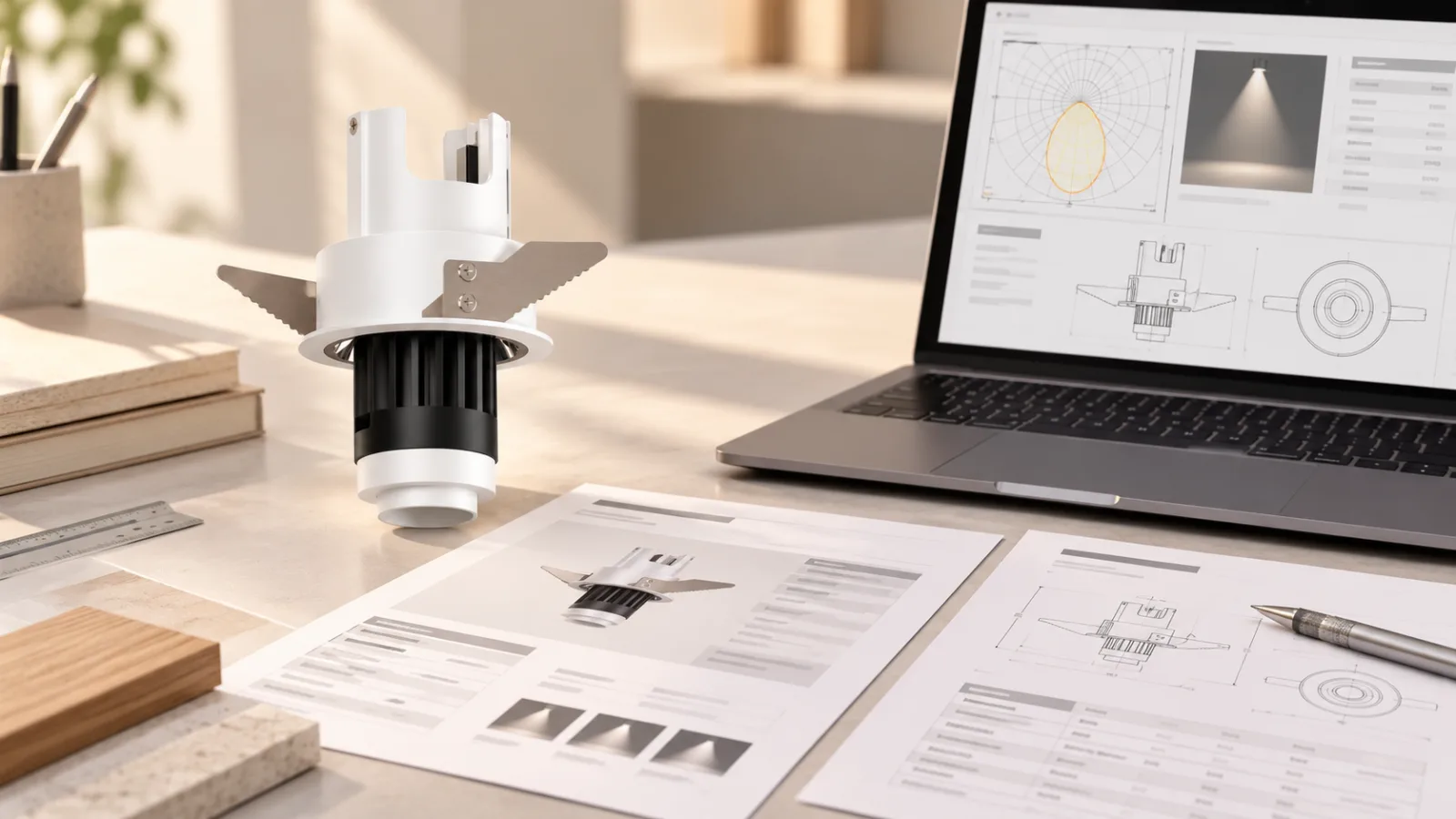 Architectural lighting engineering support with optical data drawings and product specifications