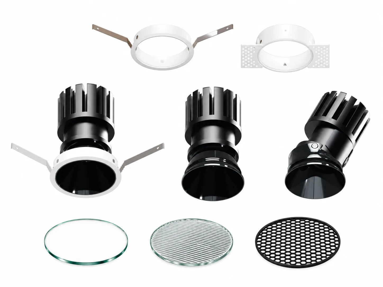 FLEXI modular recessed downlight with fixed and adjustable lighting modules