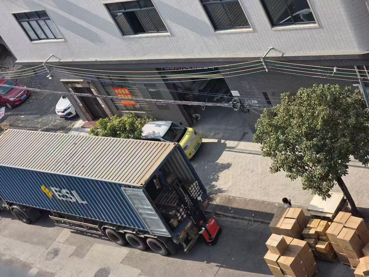Container loading and international shipment preparation for architectural lighting products at Artdon Lighting.
