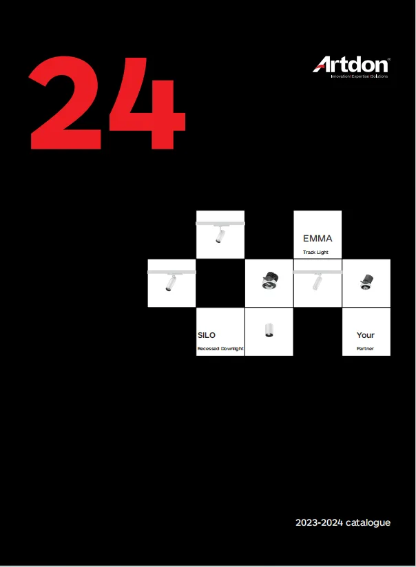 Artdon 2024 architectural lighting product catalogue cover featuring architectural lighting products and commercial lighting solutions.