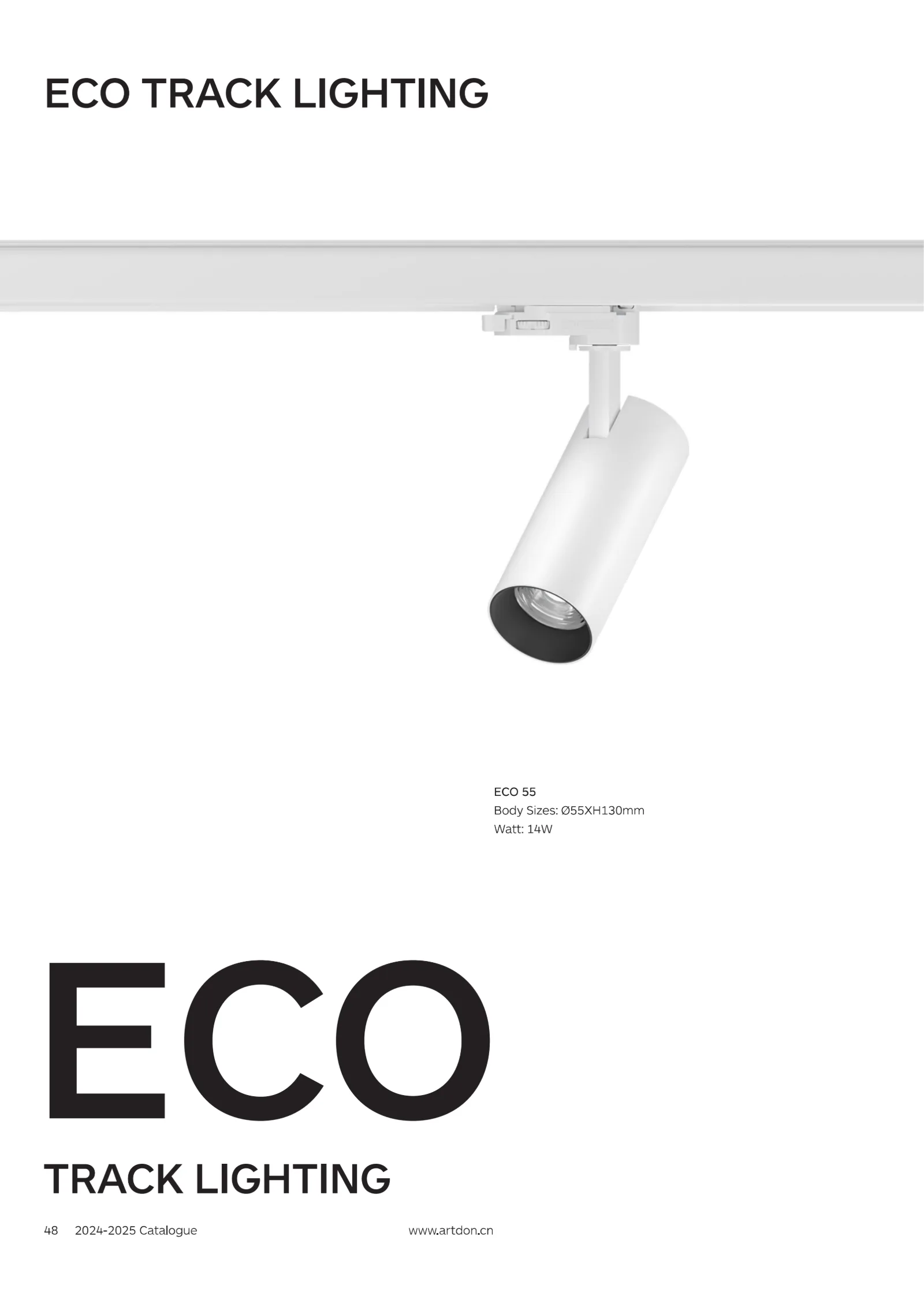 ECO cost-effective track lighting catalogue cover for retail, supermarkets and commercial lighting projects.