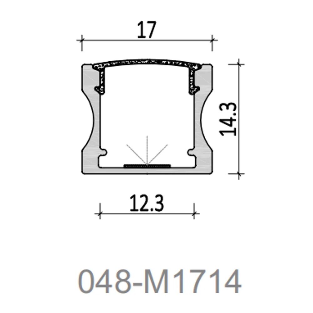 Surface Aluminium Profile AT1714 dimension drawing