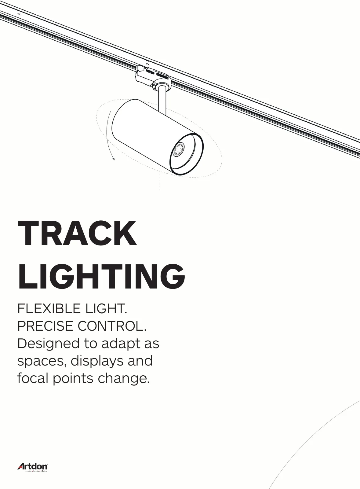 Artdon Track Lighting Catalogue 2026-2027 cover with architectural track light line drawings
