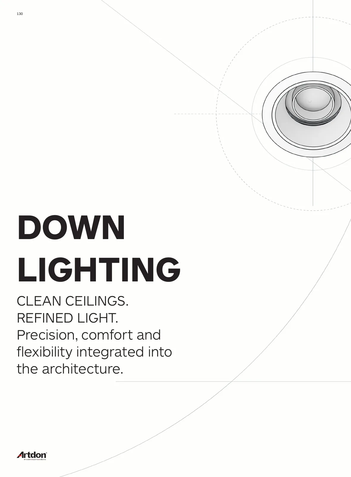 Artdon Downlight Catalogue 2026-2027 cover with architectural recessed downlight line drawing