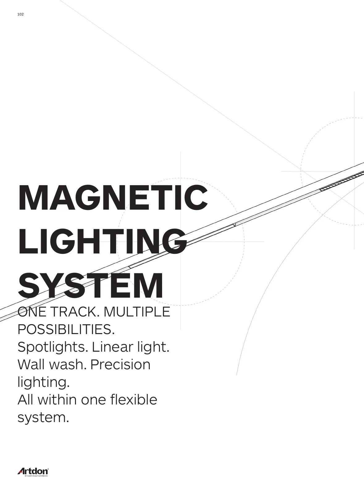 Artdon Magnetic Lighting Catalogue 2026-2027 cover with magnetic track lighting line drawing