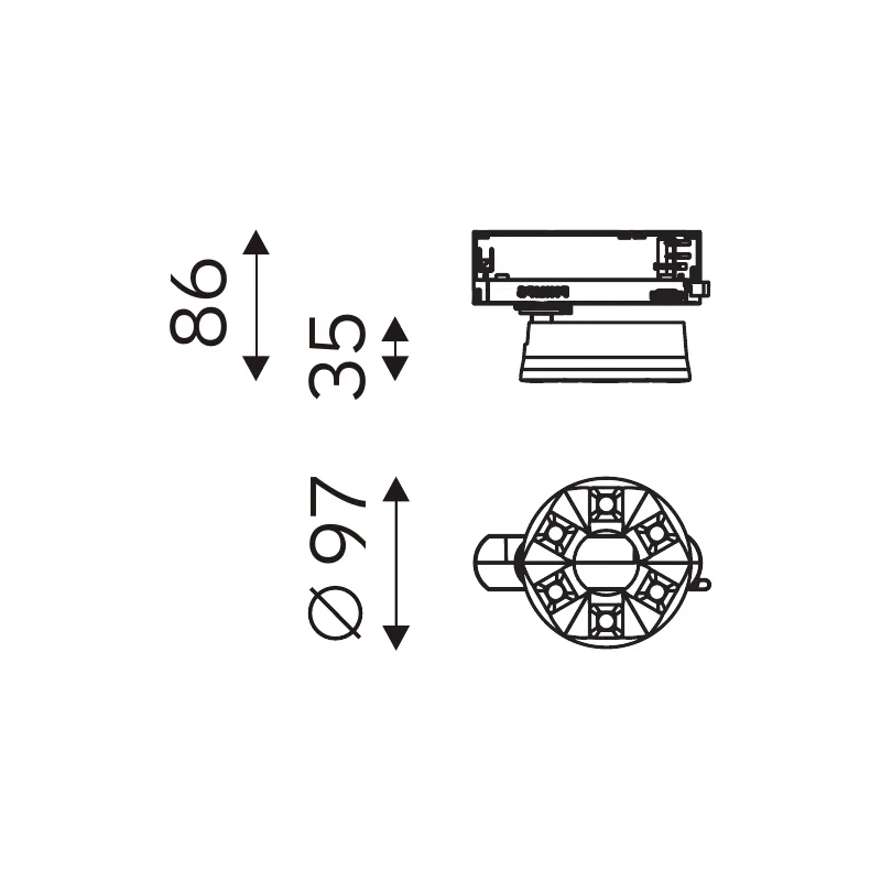 HALO 32.09711 dimensioned technical drawing