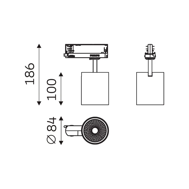 HIGH LUMEN E 32.08435 dimensioned technical drawing