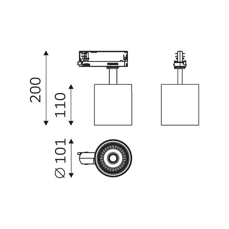 HIGH LUMEN E 32.10113 dimensioned technical drawing