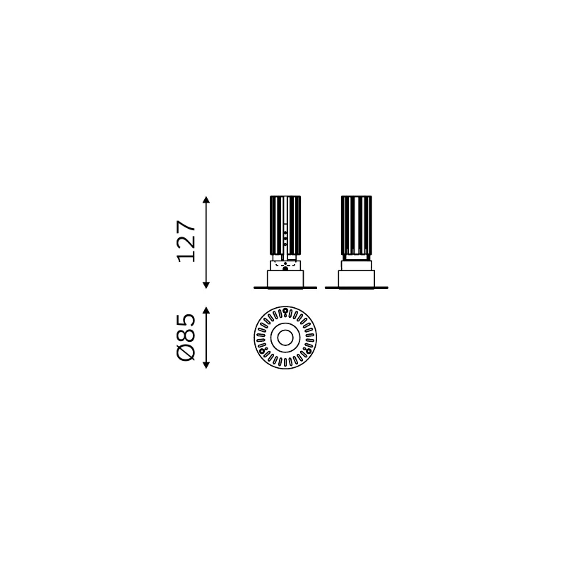 MOVA ROUND TRIMLESS 60.05016 dimensioned technical drawing