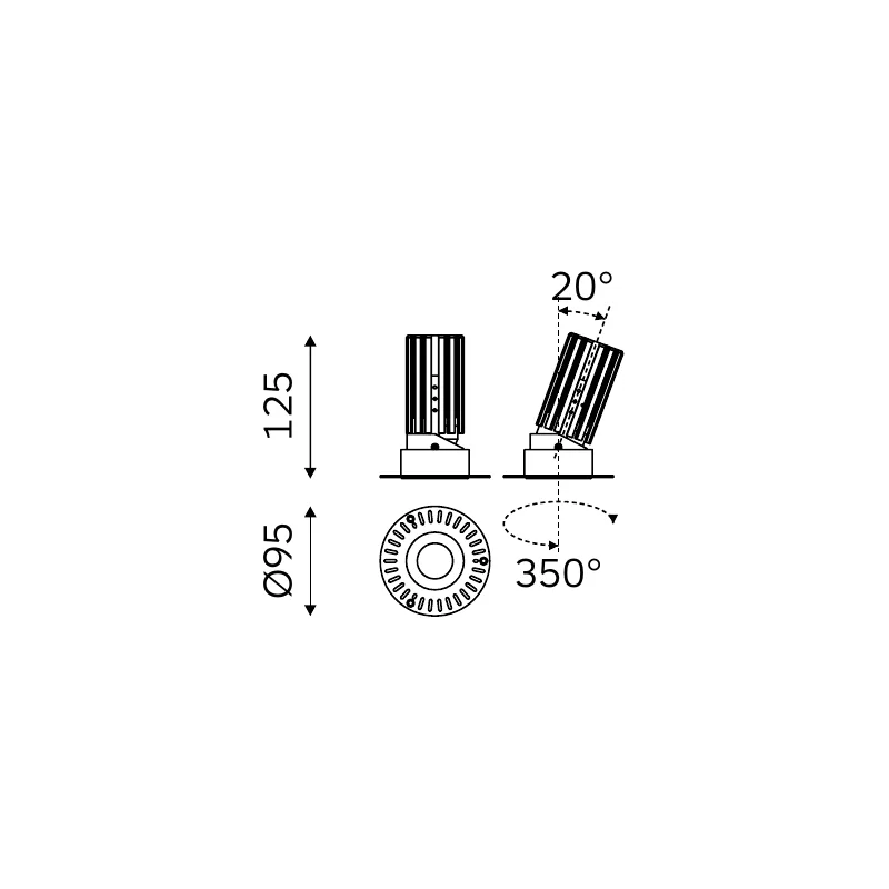 MOVA ROUND TRIMLESS 57.06020 dimensioned technical drawing