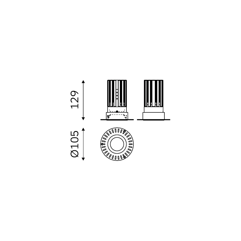 MOVA ROUND TRIMLESS 60.07013 dimensioned technical drawing