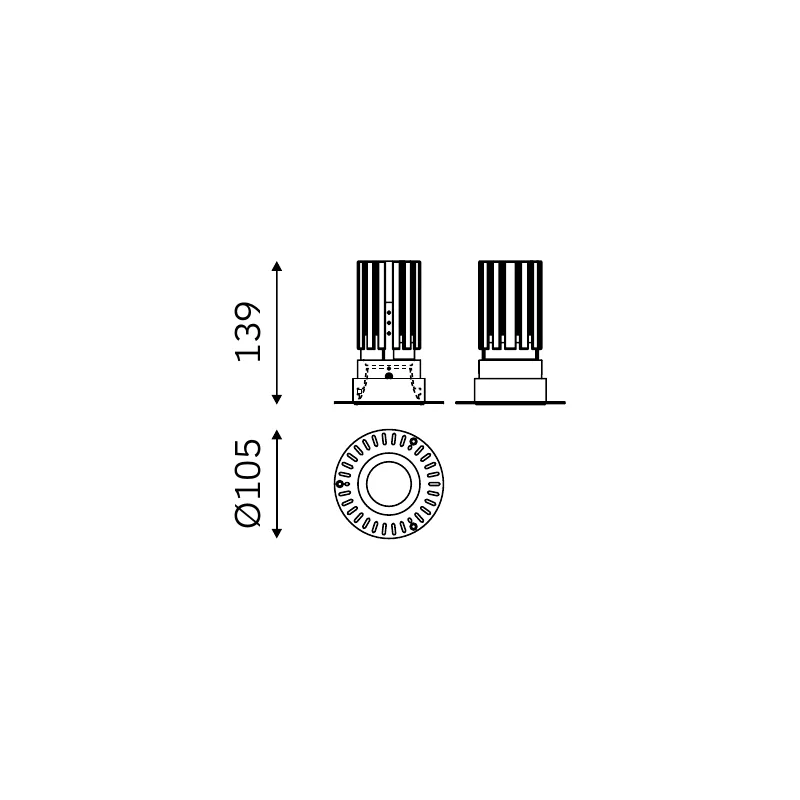 MOVA ROUND TRIMLESS 60.07015 dimensioned technical drawing