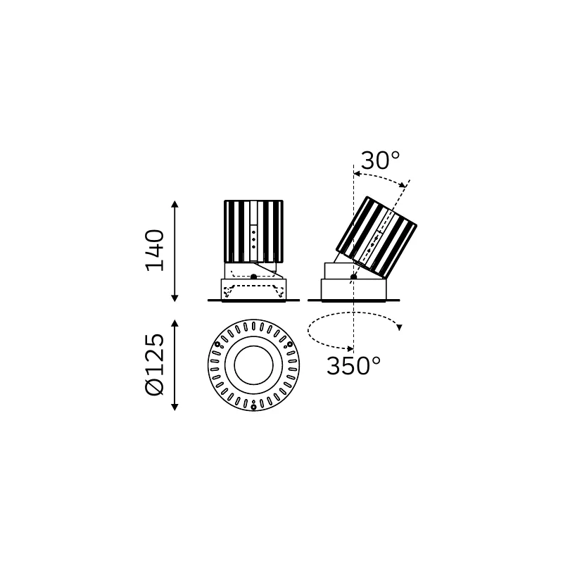 MOVA ROUND TRIMLESS 57.09018 dimensioned technical drawing