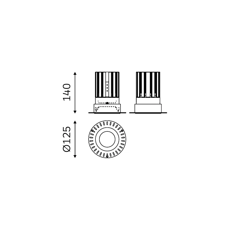 MOVA ROUND TRIMLESS 60.09016 dimensioned technical drawing