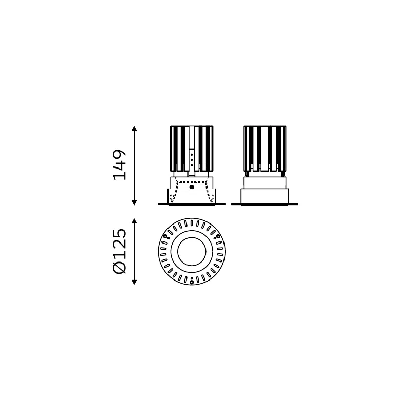 MOVA ROUND TRIMLESS 60.09017 dimensioned technical drawing