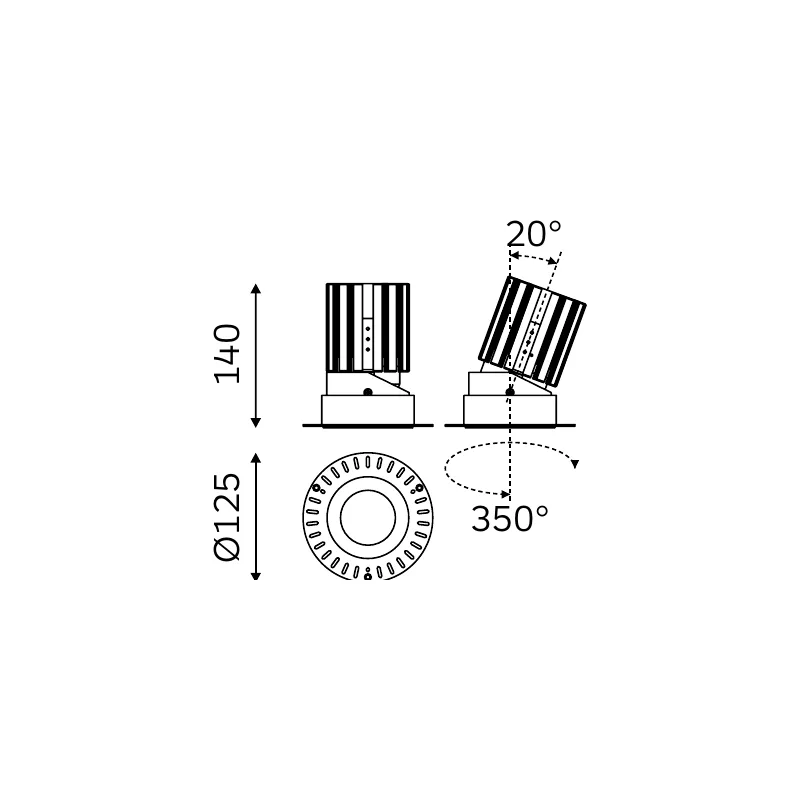 MOVA ROUND TRIMLESS 57.09017 dimensioned technical drawing