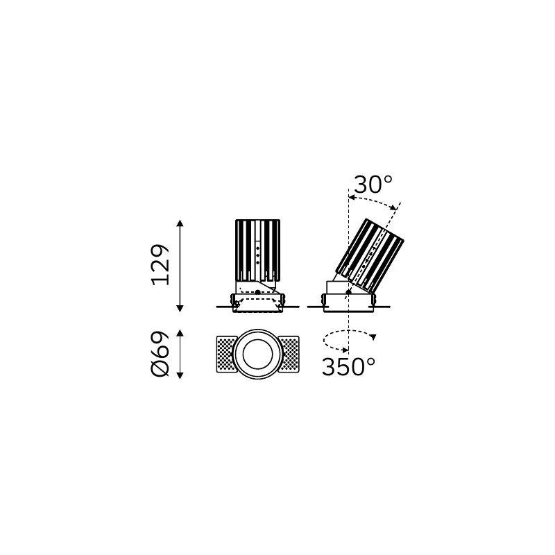 MOVA WINGED TRIMLESS 57.07017 dimensioned technical drawing