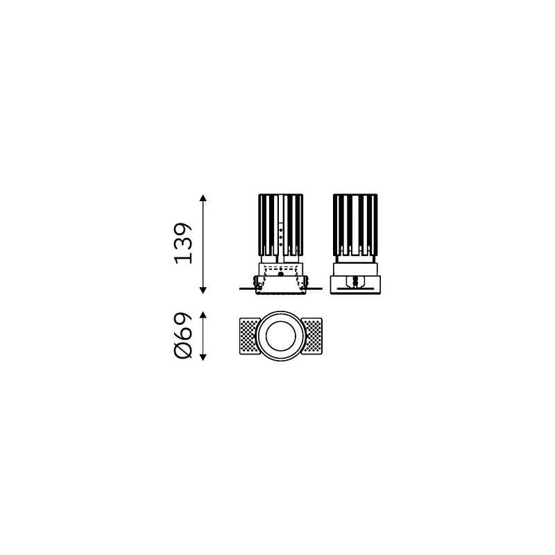 MOVA WINGED TRIMLESS 60.07012 dimensioned technical drawing