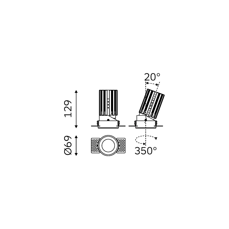 MOVA WINGED TRIMLESS 57.07016 dimensioned technical drawing