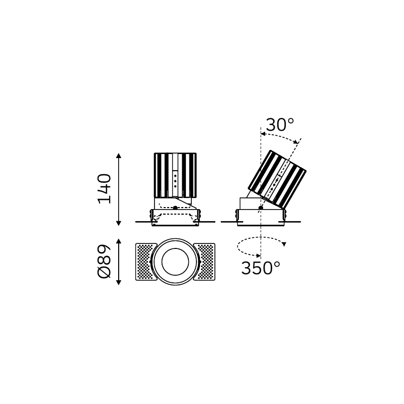 MOVA WINGED TRIMLESS 57.09015 dimensioned technical drawing