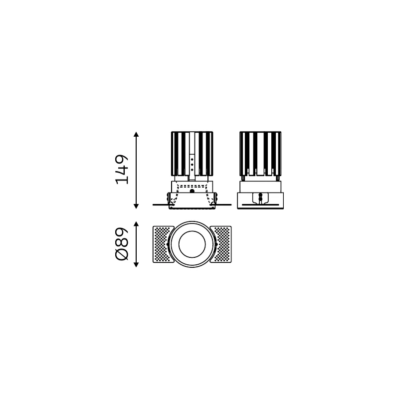MOVA WINGED TRIMLESS 60.09015 dimensioned technical drawing
