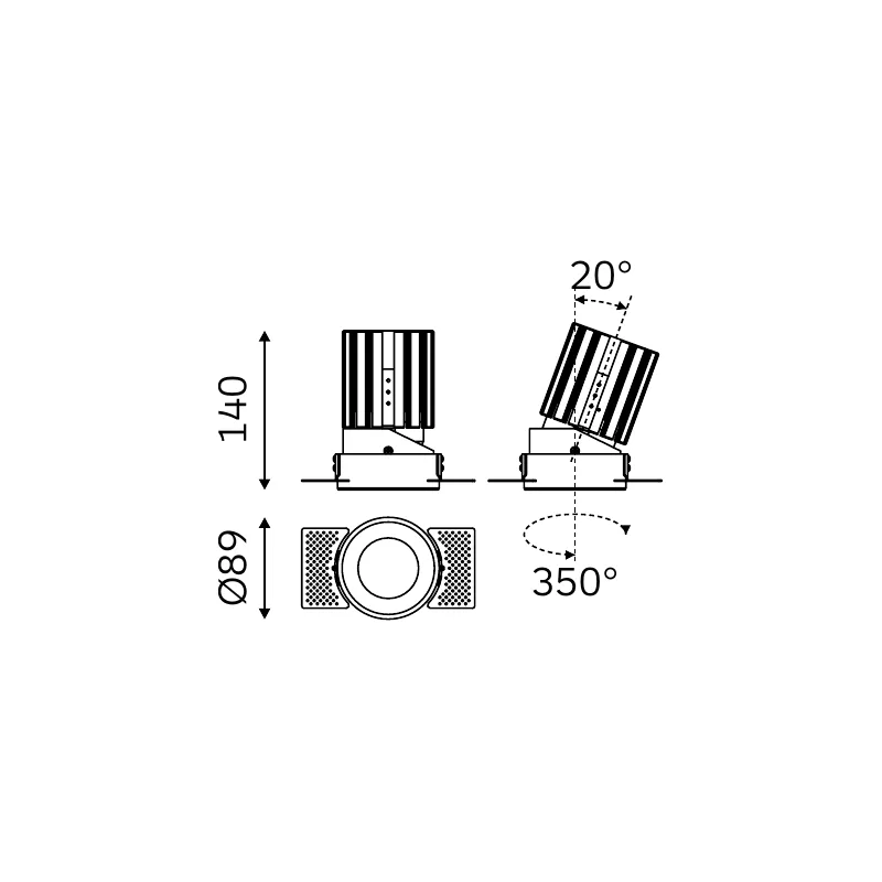 MOVA WINGED TRIMLESS 57.09013 dimensioned technical drawing