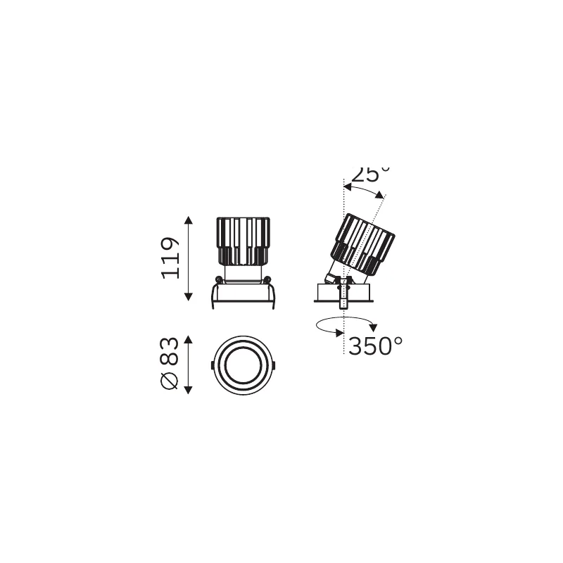 INTERO E 52.07543 dimensioned technical drawing