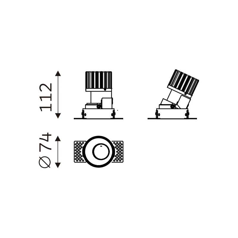 FLEXI WINGED TRIMLESS 75 Adjustable dimension drawing