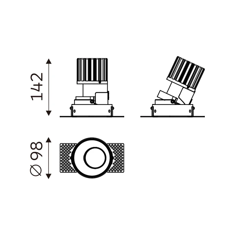 FLEXI WINGED TRIMLESS 100 Adjustable dimension drawing