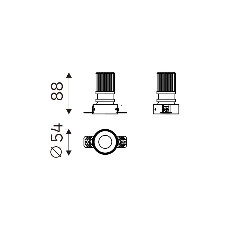 FLEXI WINGED TRIMLESS 55 Fixed dimension drawing