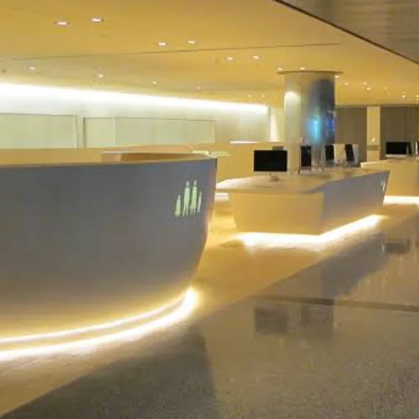 HICORE recessed downlights installed in a modern public facility lobby, providing comfortable architectural lighting for public spaces.