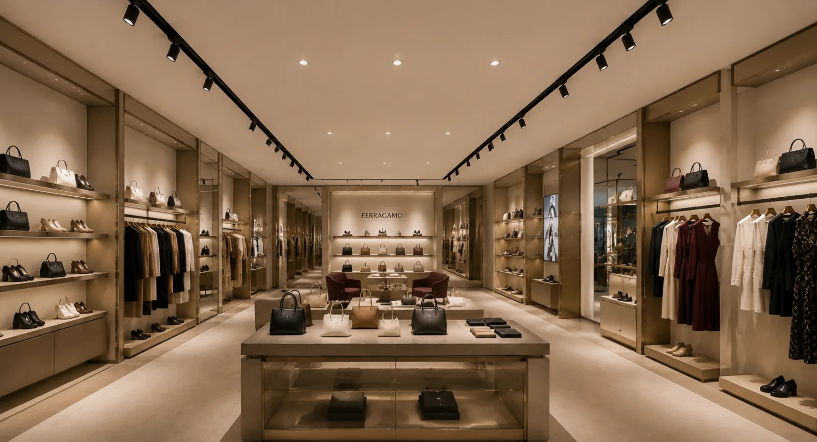 Ferragamo Beijing architectural lighting using BEAMX, SPECTRUM, SILO