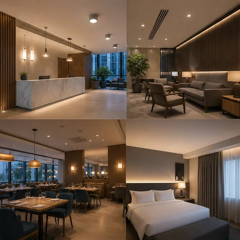 Commercial interior with zoned digital lighting controls