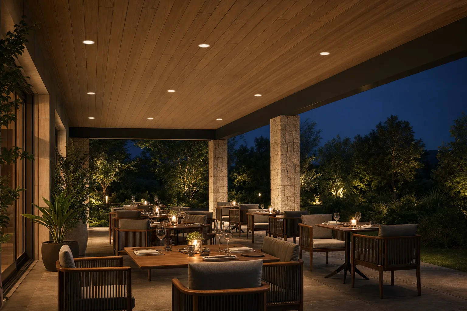 Covered Terraces & Dining lighting application