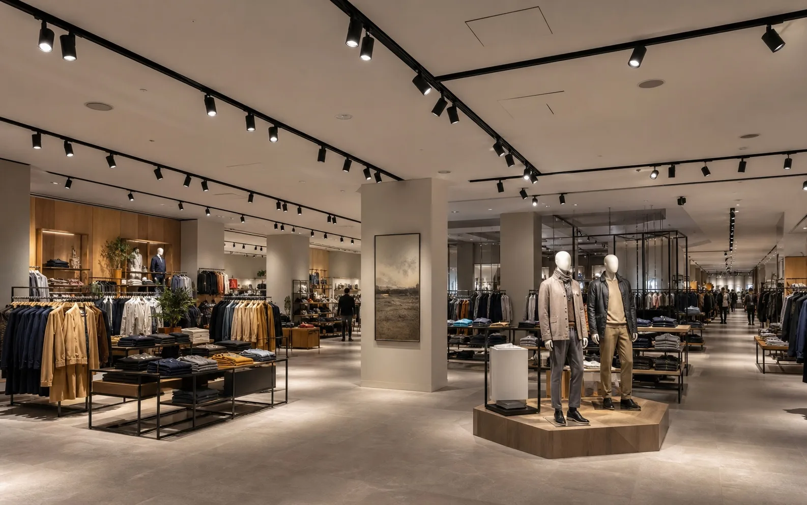 Professional three-circuit four-wire track lighting a large premium department store