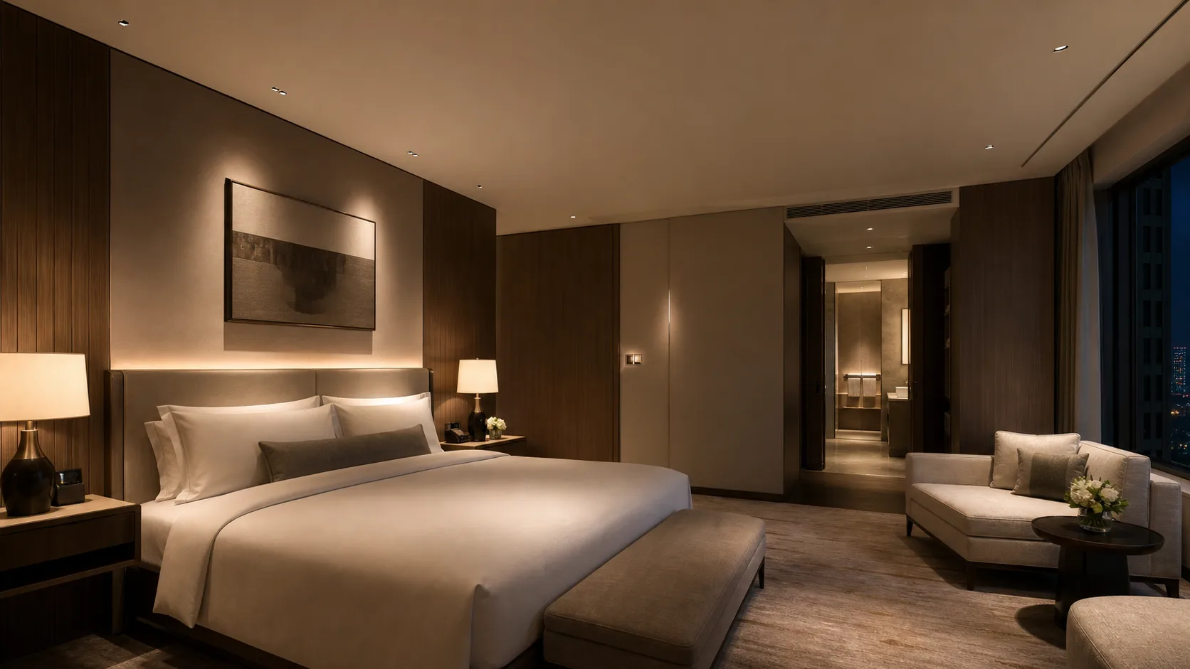 Low-glare architectural ceiling lights in a comfortable commercial interior — Specify and Test