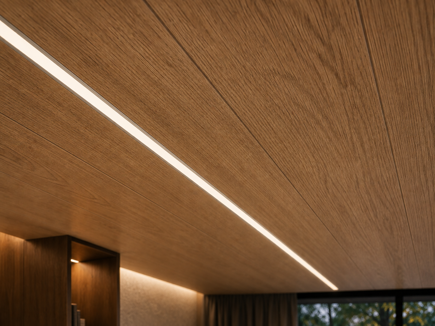 Ceiling detail concept for recessed aluminium profile lighting