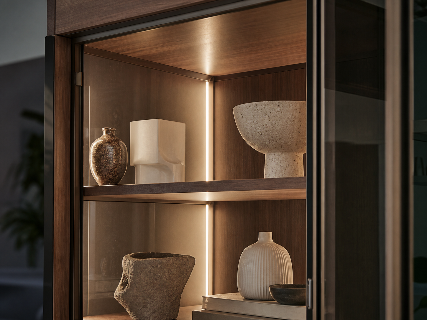 Corner 45 profile lighting for display cabinet