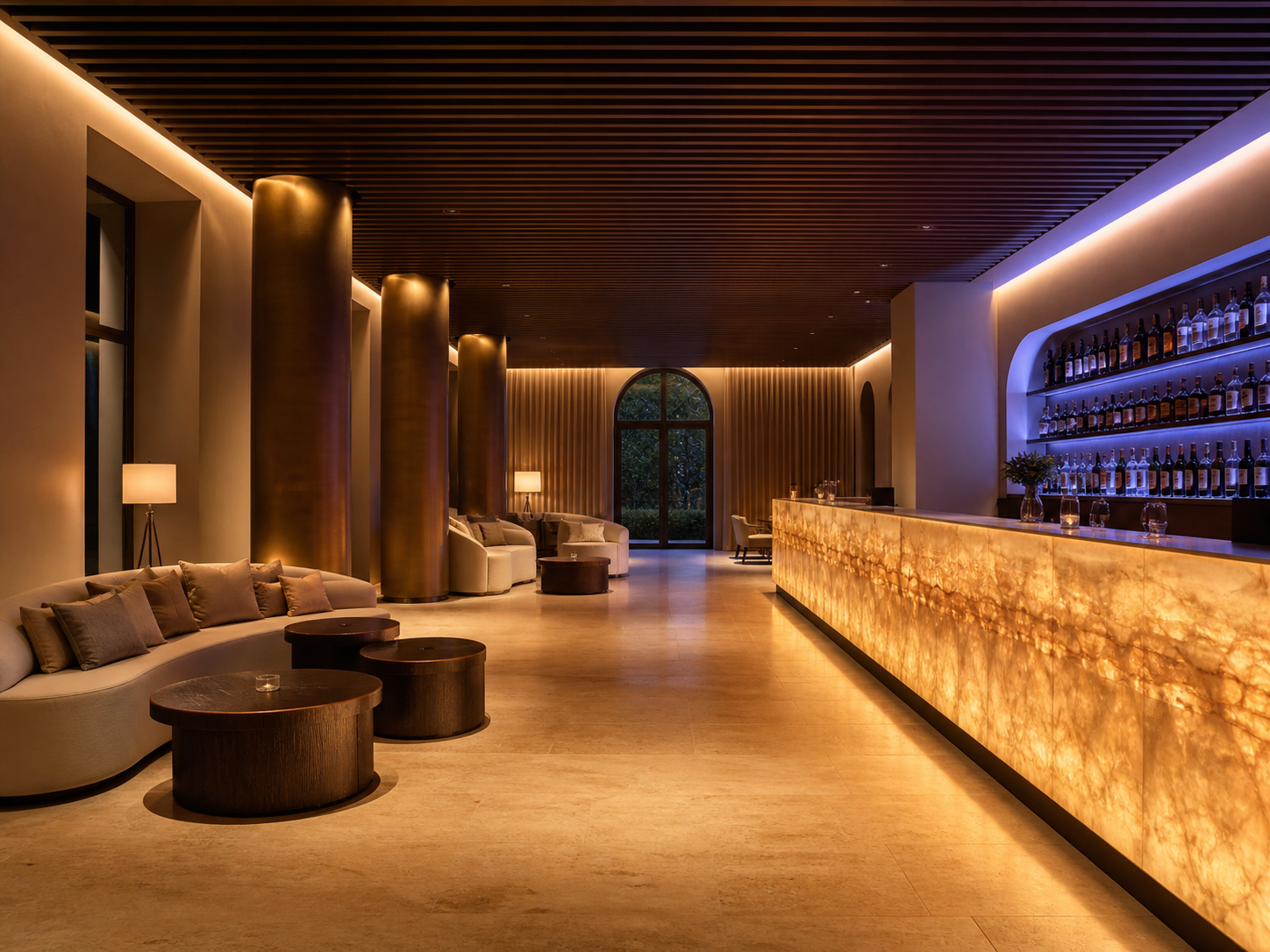 SMD multi-color hotel lounge project concept wide view
