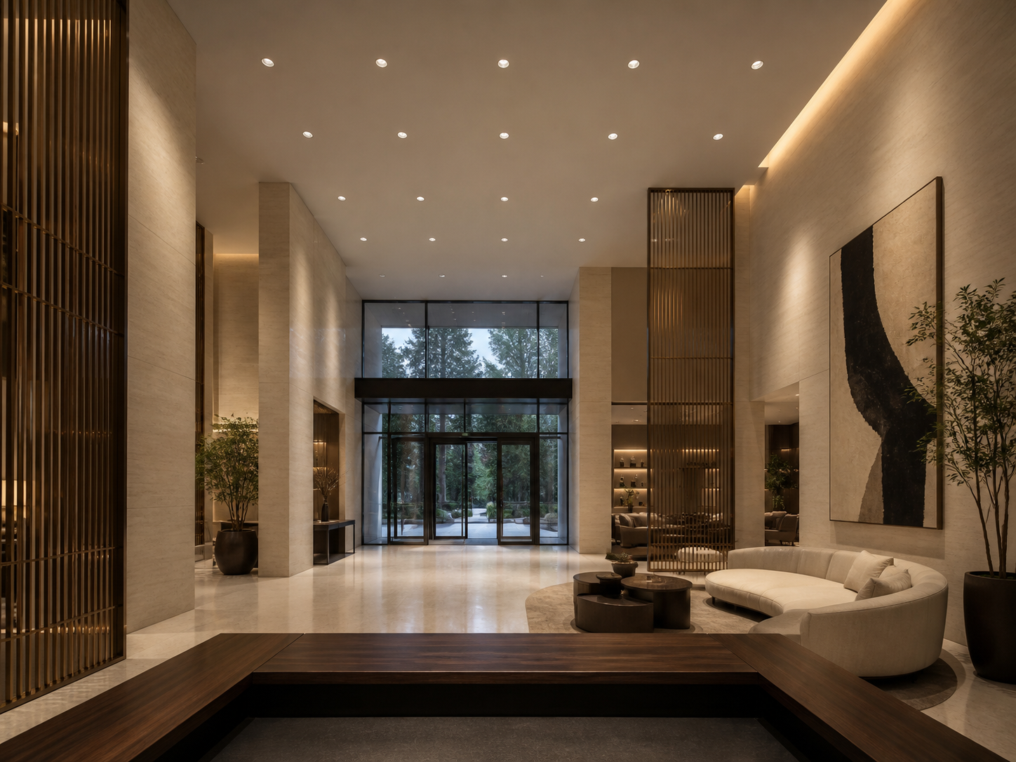VOLI IP20 recessed downlight hotel lobby concept reverse view