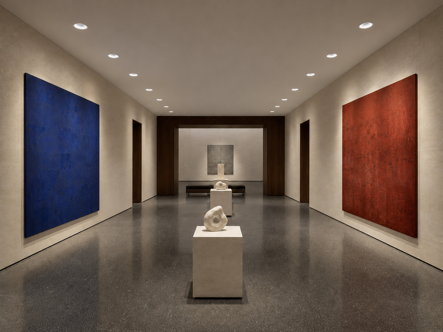 NEXA recessed downlight contemporary art museum concept wide view