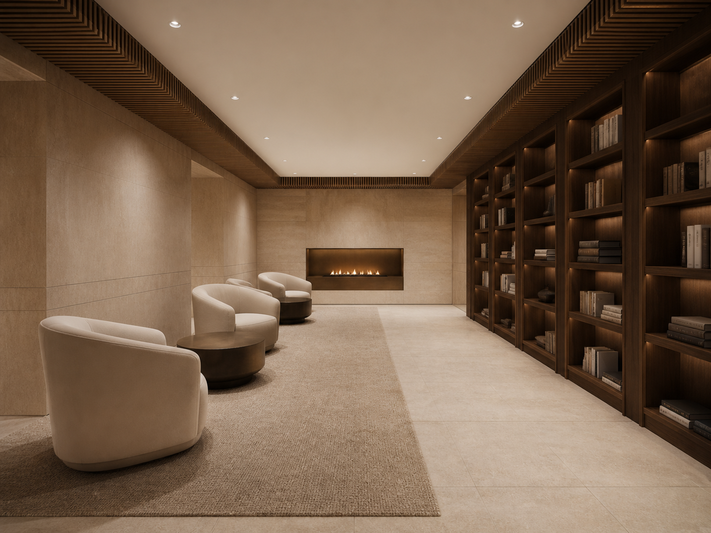 SOFT luxury hotel library lounge concept wide view