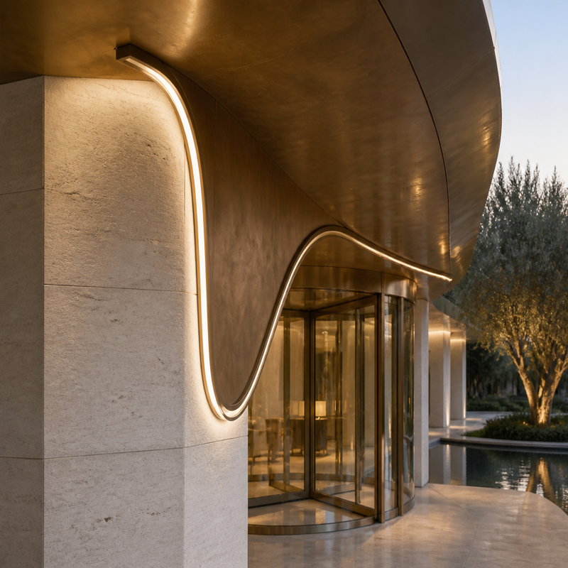 Top Bend neon flex hotel pavilion detail concept