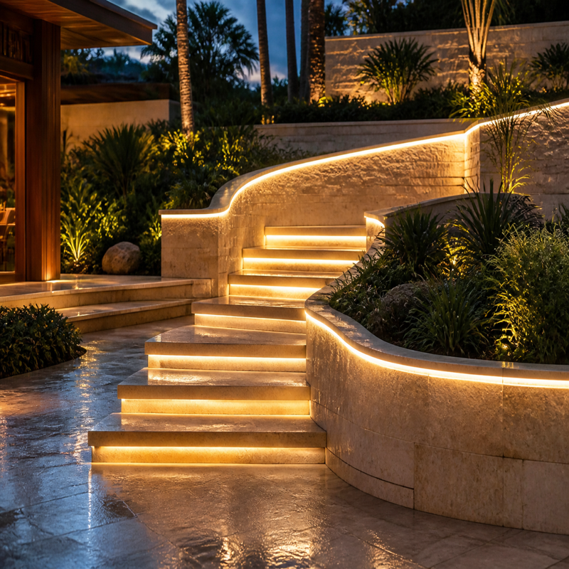 Top Bend neon flex landscape step lighting