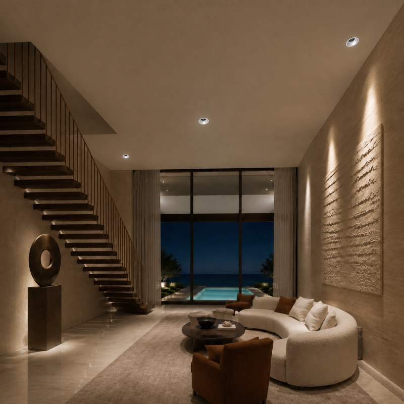 REDLINE coastal villa lighting project concept wide view