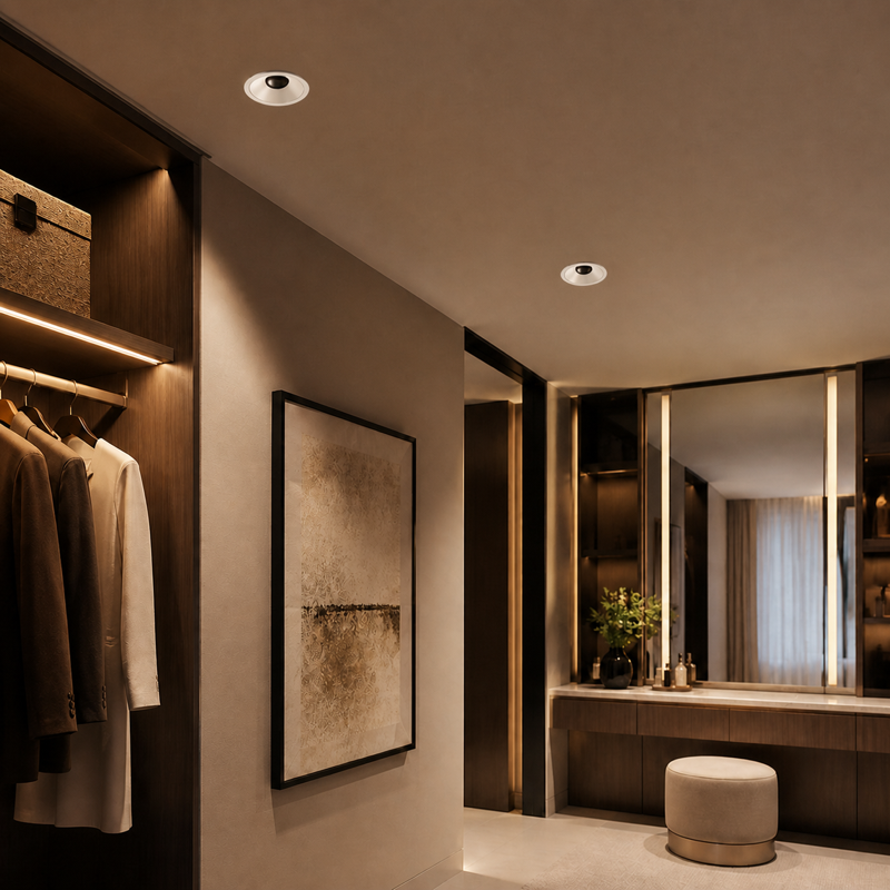 REDLINE recessed downlight hotel suite dressing area application