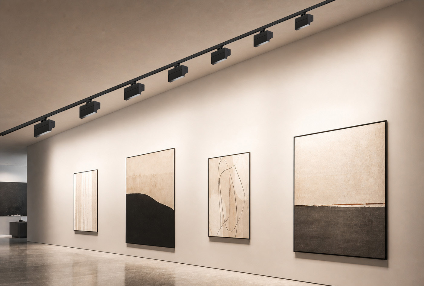 ARCWASH wall washer track light in art space